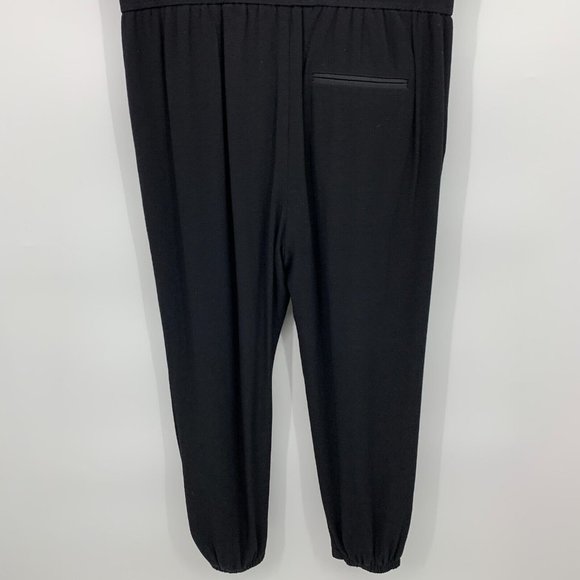 J.Crew Jumpsuit Black Asymmetrical Zip Sleeveless Crepe Jogger - Picture 14 of 14